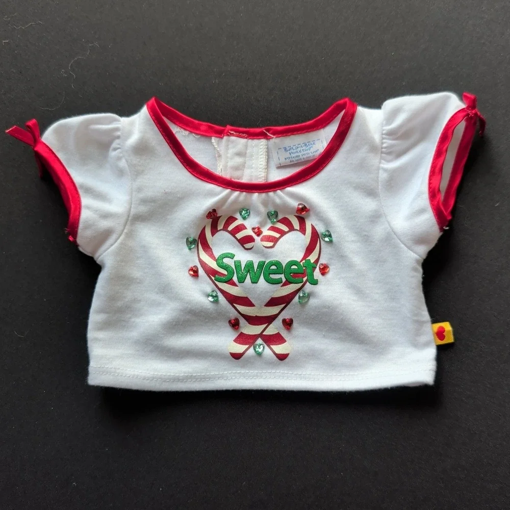 Build A Bear‎ Sweet Christmas Candy Cane Top With Matching Star Tutu Skirt 2012